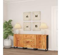 vidaXL Credenze 3 pz in Legno Massello di Acacia