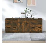 vidaXL Credenze 3 pz Rovere Fumo in Legno Multistrato