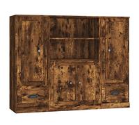 vidaXL Credenze 3 pz Rovere Fumo in Legno Multistrato