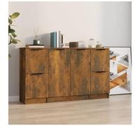 vidaXL Credenze 3 pz Rovere Fumo in Legno Multistrato