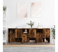 vidaXL Credenze 3 pz Rovere Fumo in Legno Multistrato