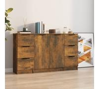 vidaXL Credenze 3 pz Rovere Fumo in Legno Multistrato
