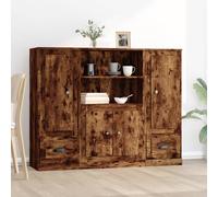 vidaXL Credenze 3 pz Rovere Fumo in Legno Multistrato