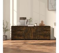 vidaXL Credenze 3 pz Rovere Fumo in Legno Multistrato