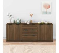 vidaXL Credenze 3 pz Rovere Marrone in Legno Multistrato