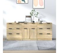 vidaXL Credenze 3 pz Rovere Sonoma in Legno Multistrato