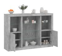 vidaXL Credenze con Luci LED 3 pz Grigio Cemento in Legno Multistrato
