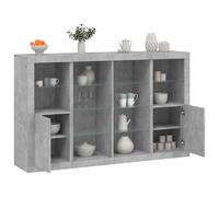 Credenze con Luci LED 3 pz Grigio Cemento in Legno Multistrato
