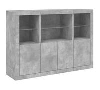 vidaXL Credenze con Luci LED 3 pz Grigio Cemento in Legno Multistrato, credenza con luci LED, credenza da Cucina, portaoggetti, credenza con LED