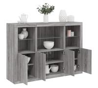 vidaXL Credenze con Luci LED 3 pz Grigio Sonoma in Legno Multistrato