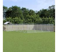 vidaXL Cuccia Cani da Esterno Tetto Argento 10x8x2,5 m Acciaio Zincato