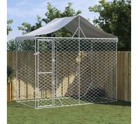 Cuccia Cani da Esterno Tetto Argento 3x1,5x2,5m Acciaio Zincato