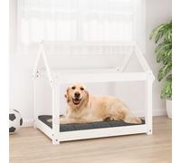 vidaXL Cuccia per Cani Bianca 81x60x70 cm in Legno Massello di Pino