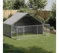 vidaXL Cuccia per Cani da Esterno con Recinto 3x3x1,9m Acciaio Zincato