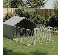 vidaXL Cuccia per Cani da Esterno con Recinto 4x2x1,5m Acciaio Zincato