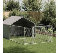 vidaXL Cuccia per Cani da Esterno con Recinto 5x2x1,5m Acciaio Zincato
