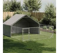 vidaXL Cuccia per Cani da Esterno con Recinto 5x3x1,9m Acciaio Zincato