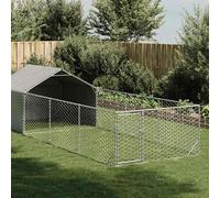 vidaXL Cuccia per Cani da Esterno con Recinto 6x2x1,5m Acciaio Zincato