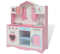 vidaXL Cucina Giocattolo Gioco di Ruolo per Interni Giocattolo Elegante Resistente Colorato Bambini Bambine in Legno 82x30x100 cm Rosa e Bianca