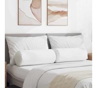vidaXL Cuscini a rullo 2 pcs Bianco Ø 25 x 70 cm Tessuto