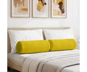 vidaXL Cuscini a rullo 2 pcs Giallo Ø 25 x 70 cm Tessuto in Cords
