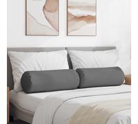 vidaXL Cuscini a rullo 2 pz Tessuto Grigio scuro Ø 25 x 70 cm