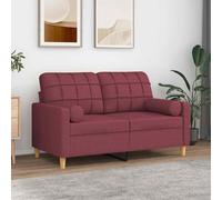 vidaXL Cuscini Decorativi 2 pz Rosso Vino Ø15x50 cm in Tessuto