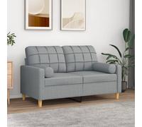 vidaXL Cuscini Decorativi 2pz Grigio Chiaro Ø15x50 cm in Tessuto