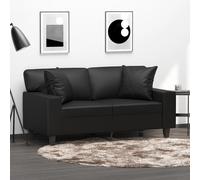 vidaXL Cuscini Decorativi 2pz Nero 40x40 cm in Similpelle