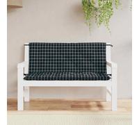 vidaXL Cuscini Panca da Giardino 2pz a Quadri Nero 120x50x7 cm Tessuto