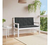 vidaXL Cuscini Panca da Giardino 2pz a Quadri Nero 120x50x7 cm Tessuto