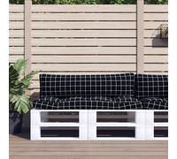 vidaXL Cuscini per Pallet 2 pz Motivo a Quadri Nero in Tessuto Oxford