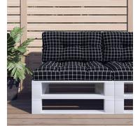 vidaXL Cuscini per Pallet 2 pz Neri Motivo a Quadri Tessuto