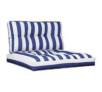 vidaXL Cuscini per Pallet 2 pz Strisce Blu e Bianche in Tessuto