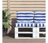 vidaXL Cuscini per Pallet 2 pz Strisce Blu e Bianche Tessuto Oxford