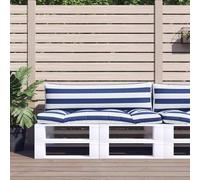 vidaXL Cuscini per Pallet 2 pz Strisce Blu e Bianche Tessuto Oxford