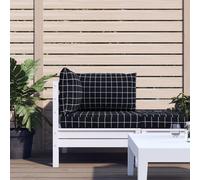 vidaXL Cuscini per Pallet 3 pz Motivo a Quadri Nero in Tessuto Oxford