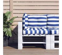 vidaXL Cuscini per Pallet 3 pz Strisce Blu e Bianche Tessuto Oxford