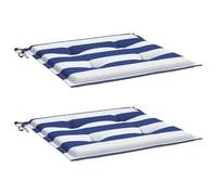 vidaXL Cuscini per Sedia 2pz Strisce Bianche e Blu 50x50x4 cm Tessuto