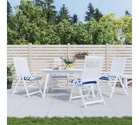 vidaXL Cuscini per Sedia 4pz Bianco e Blu 50x50x7 cm Tessuto Oxford