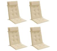 vidaXL Cuscini per Sedia con Schienale Alto 4 pz Beige Tessuto Oxford