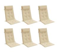 vidaXL Cuscini per sedia con schienale alto Tessuto Oxford 6 pz Beige