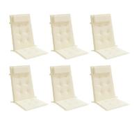 vidaXL Cuscini per Sedia con Schienale Alto 6 pz Crema Tessuto Oxford