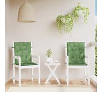 vidaXL Cuscini per Sedia Schienale Basso 2 pz Motivo Foglie in Tessuto