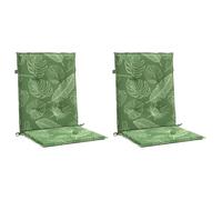 vidaXL Cuscini per Sedia Schienale Basso 2 pz Motivo Foglie in Tessuto, cuscino, cuscino per sedia, cuscino per sedile, cuscino per divano