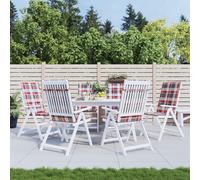 vidaXL Cuscini per Sedie 6 pz Rossi a Quadri 120x50x3 cm in Tessuto