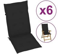 VIDAXL - Cuscini Per Sedie Da Giardino 6 Pz Neri 120x50x4 Cm - SPEDIZIONE GRATUITA