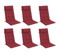 Cuscini Sedia con Schienale Alto 6 pz Rosso Vino Tessuto Oxford