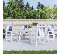 vidaXL Cuscini Sedia Schienale Basso 4pz Strisce Bianche e Blu Tessuto
