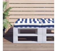 vidaXL Cuscino Pallet Strisce Bianche e Blu 58x58x10 cm Tessuto Oxford